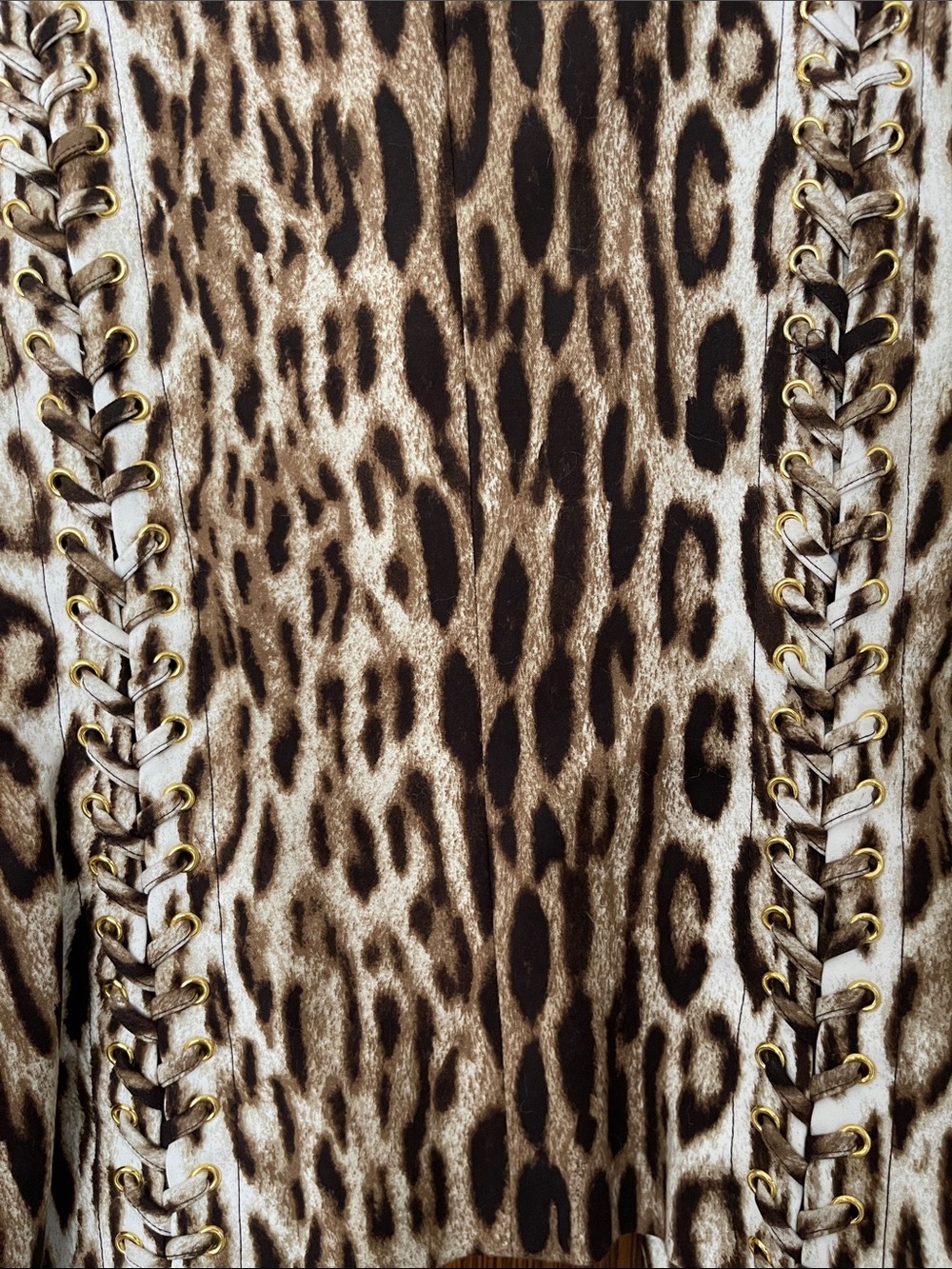 Michael Kors Leopard Print Chain-Trim Open Jacket - Brown/White - Picture 7 of 8